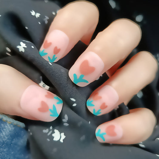 Blossom Dreams Elegant Short Squoval Soft Pink Floral Press-On Nail Set