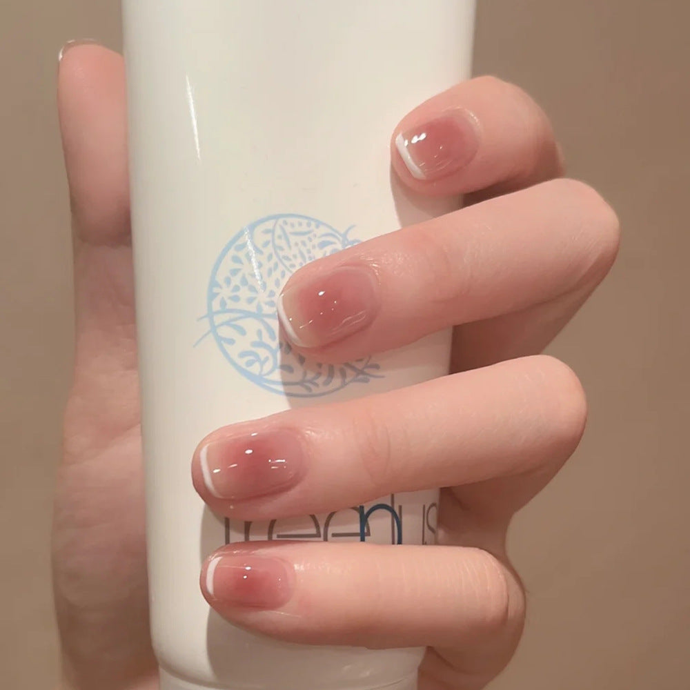 Elegant Serenity Short Length Square Shaped Soft Pink with Glossy Finish Press On Nail Set