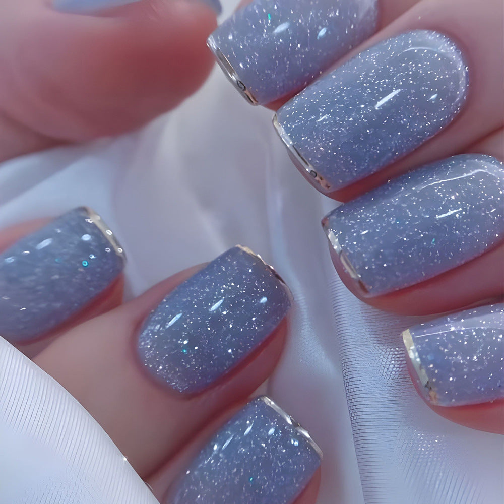 Celestial Sparkle Short Square Shimmering Glitter Press On Nail Set