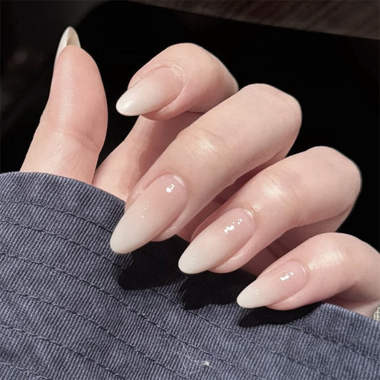 Elegant Dreamy Ombre Long Almond Shaped Neutral Color with Stunning Glossy Finish Press On Nail Set