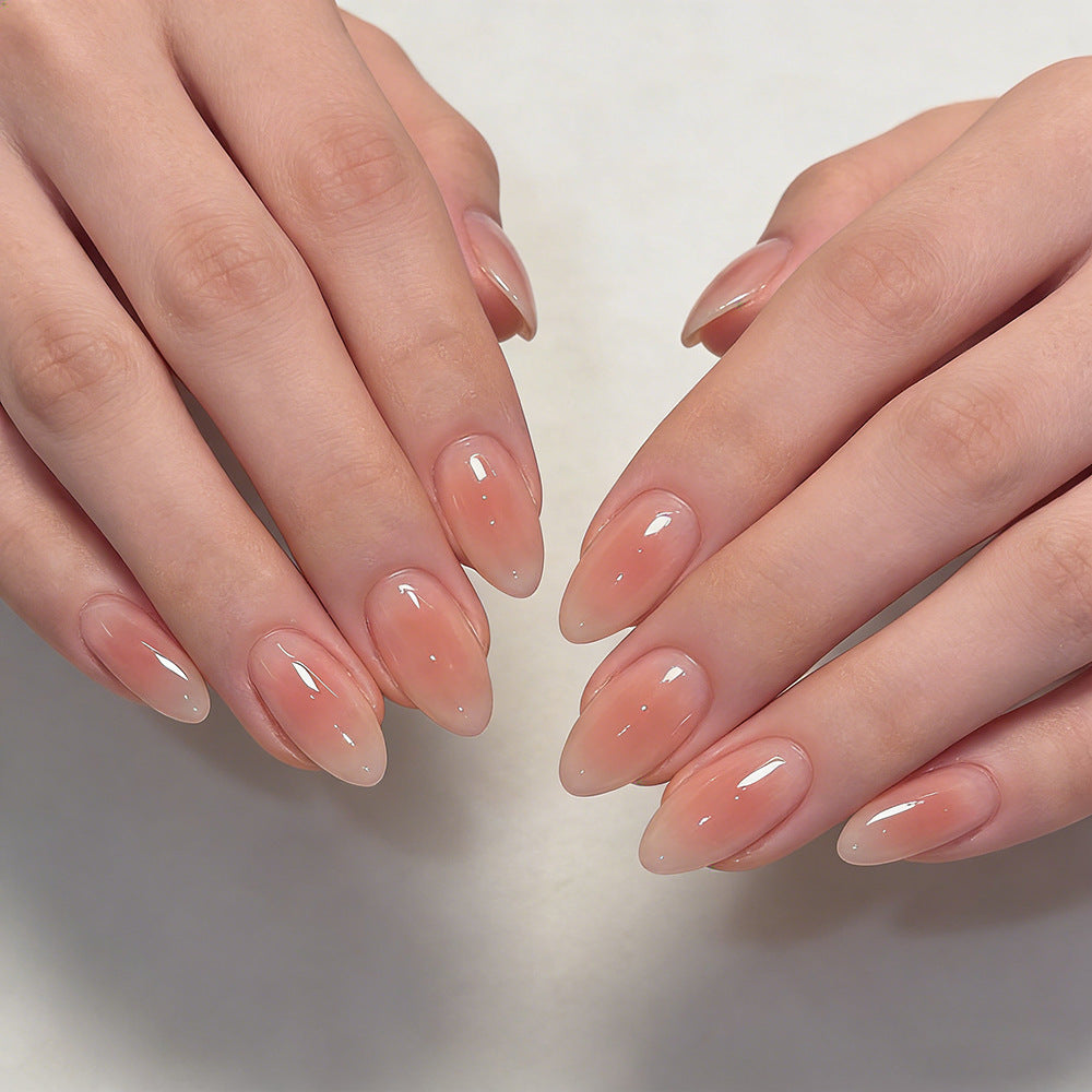 Dreamy Elegance Medium Almond Blush Gradient Glossy Press On Nail Set