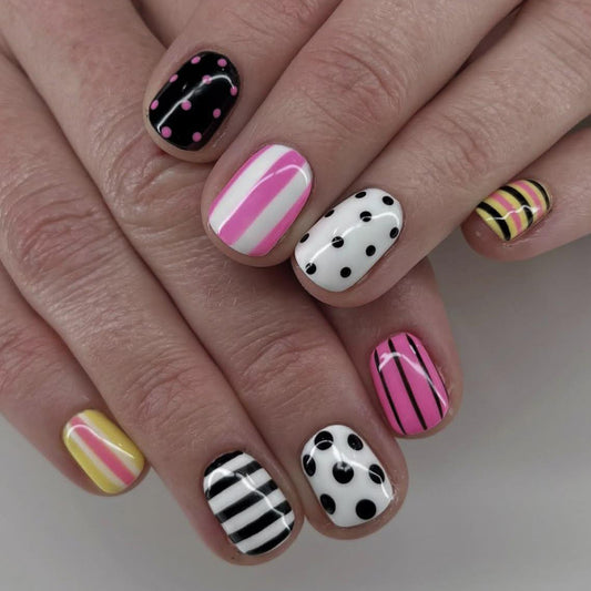 Bold and Playful Short Square Colorful Striped Nail Set