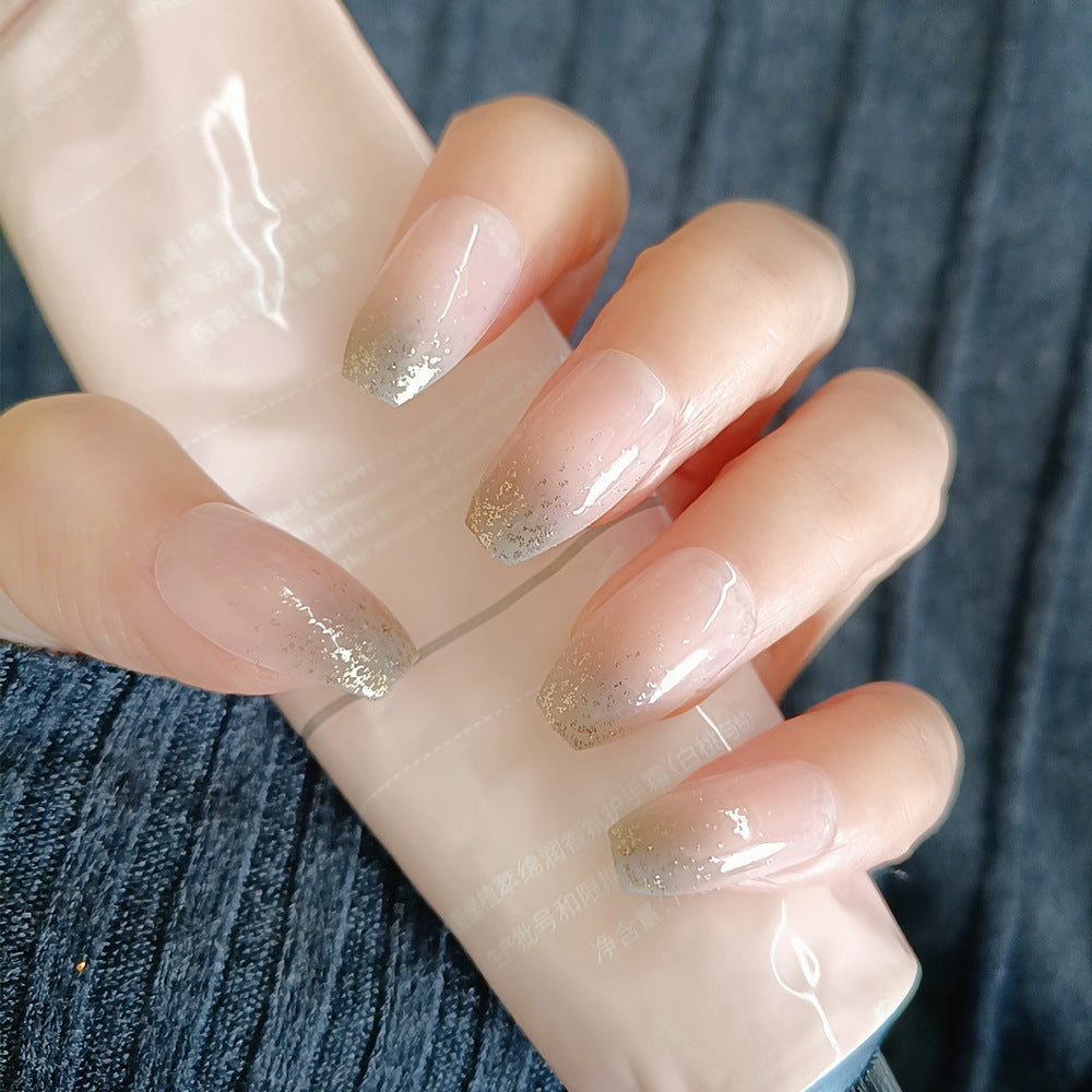 Glistening Elegance Long Coffin Pink with Glitter Ombre Press On Nail Set