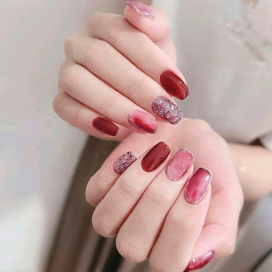 Glamorous Wine Elegance Medium Square Deep Red with Sparkling Accent