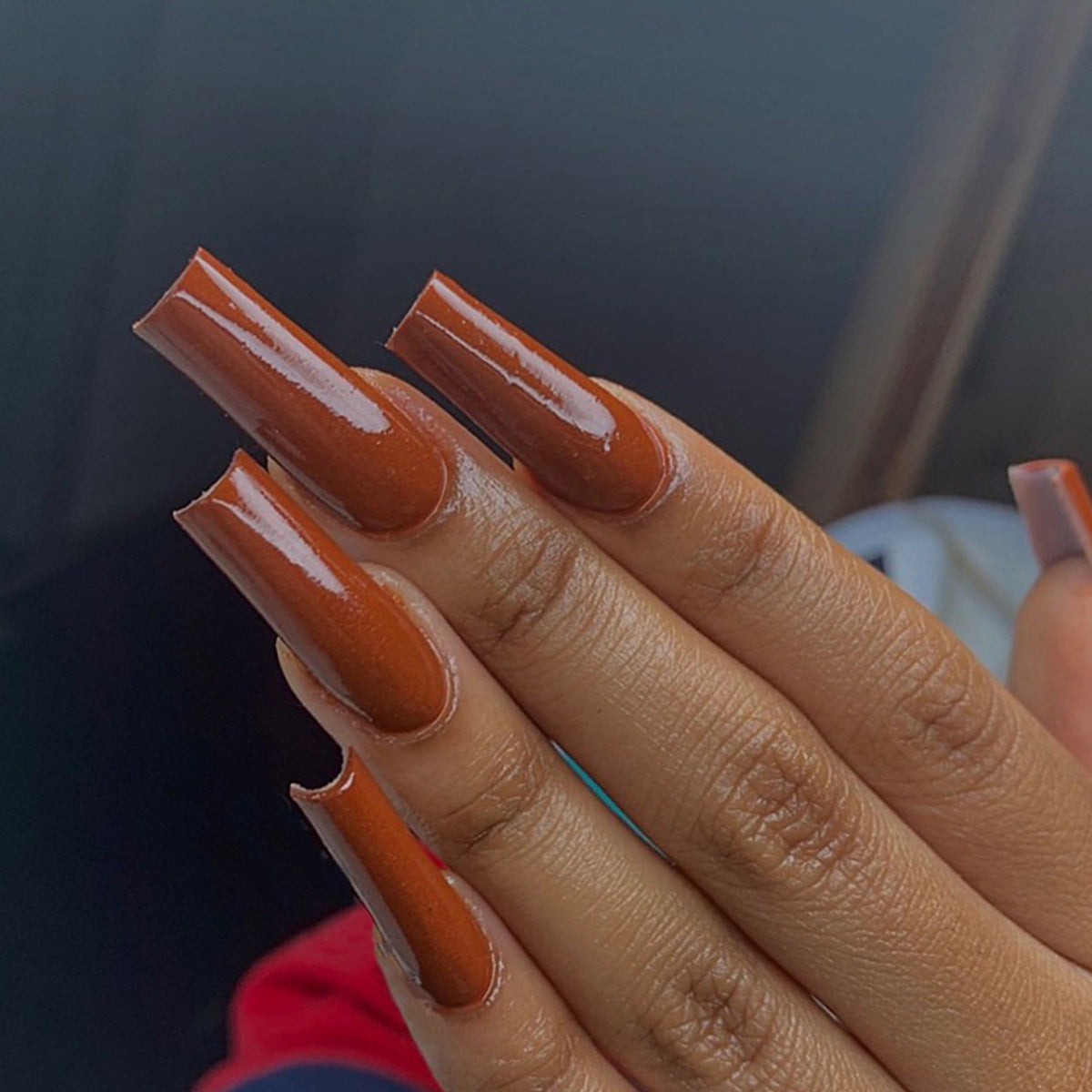 Autumn Elegance Extra Long Square Brown Press On Nails with High Gloss Finish