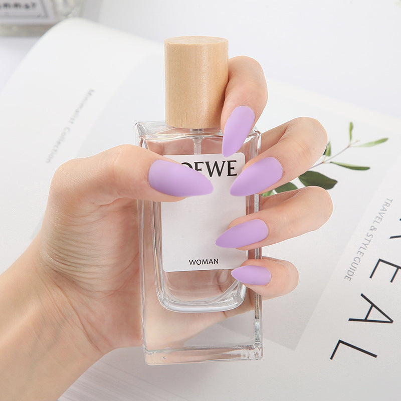 Enchanting Lavender Elegance Medium Almond Shaped Matte Nails with Chic Finish