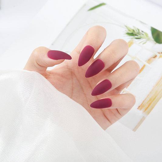 Enchanting Elegance Short Almond Shape Matte Burgundy Artistry Press-On Nail Set