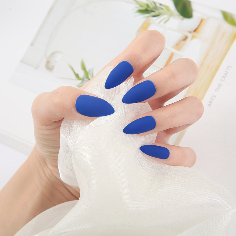 Ocean Dream Matte Medium Stylish Almond Shape Bold Blue Press-On Nail Set