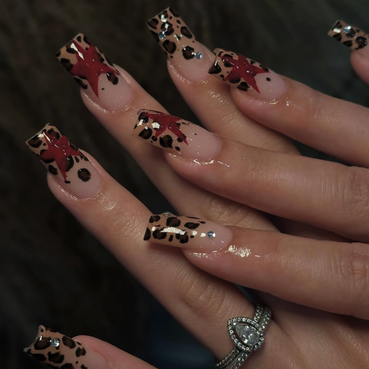 Wild Safari Glamour Long Square Animal Print Press On Nail Set with Stunning Glossy Finish