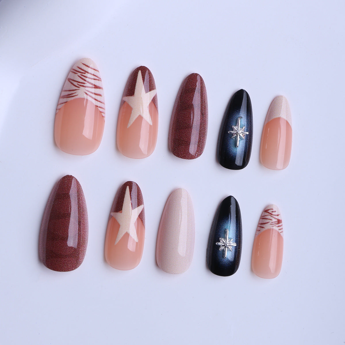Glamorous Winter Short Almond Champagne Sparkle Press On Nail Set