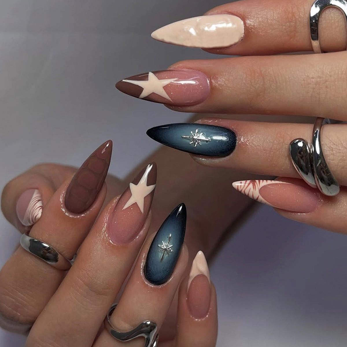 Celestial Dream Medium Almond Gradient Color Press On Nail Set