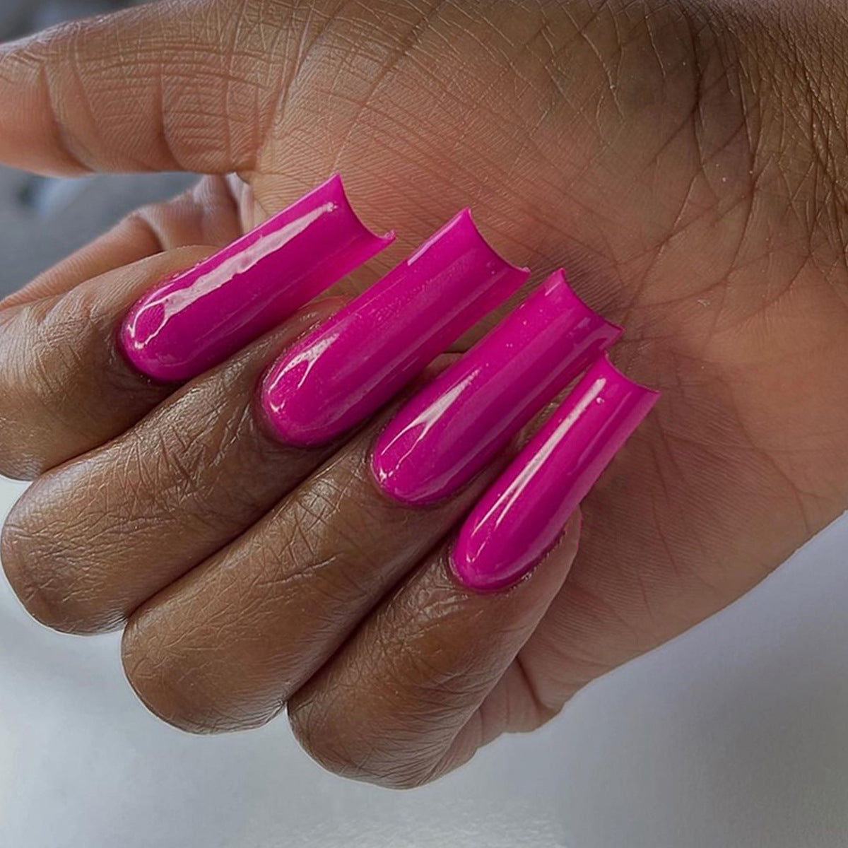 Enchanted Magenta Long Square Glossy Finish Press On Nail Set with Durable Adhesive ‚Äö√Ñ√∂‚àö√ë‚àö¬® Vibrant Nail Art Kit