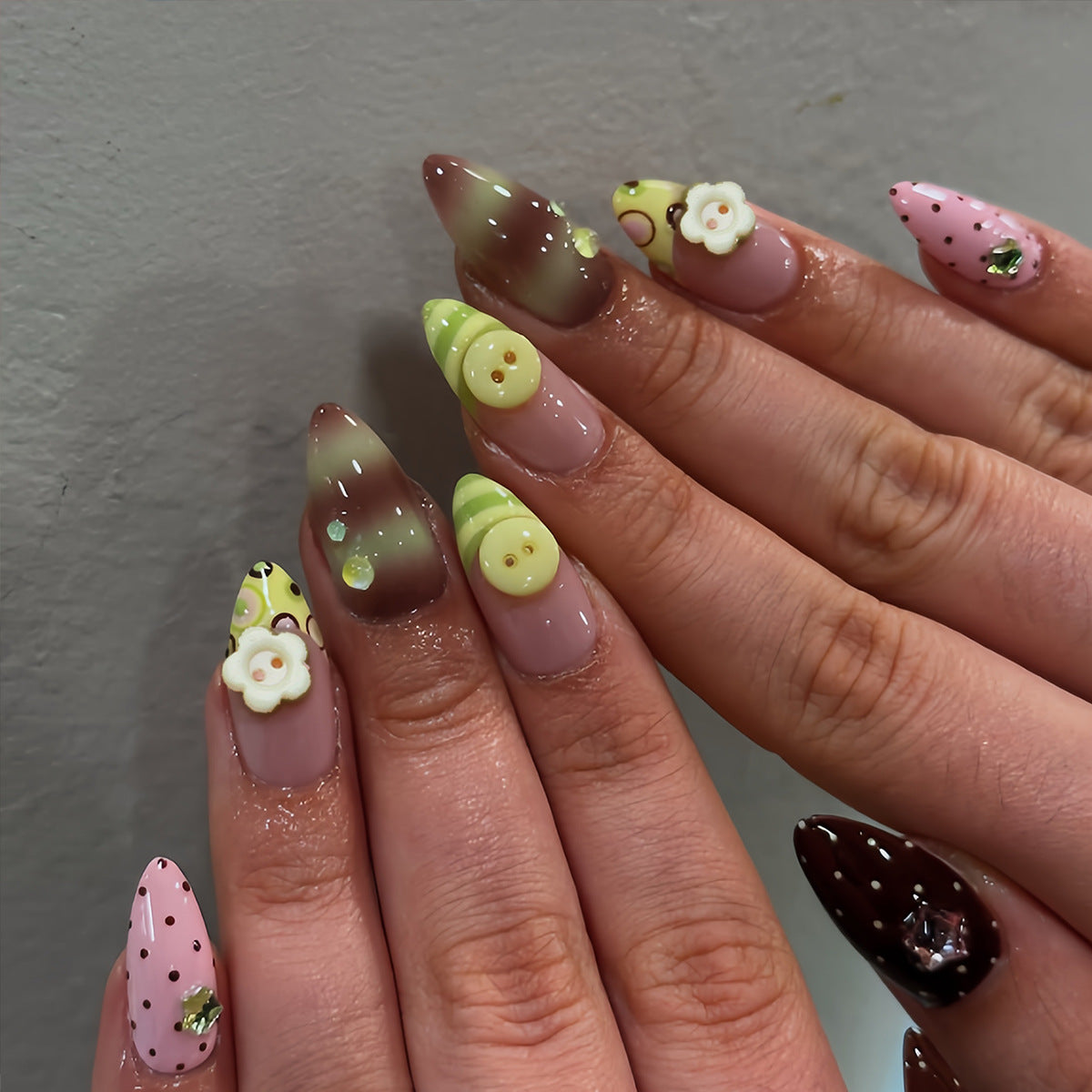 Garden Delight Medium Almond Pastel with Charming Floral Accents