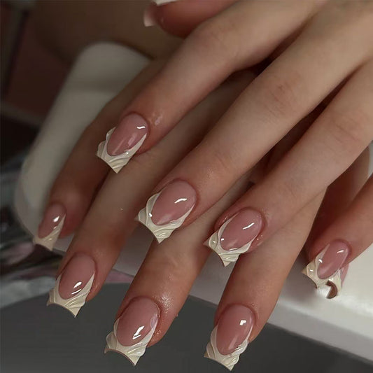Elegant Floral Dream Medium Square Pink with Unique Floral Detail Press On Nail Set
