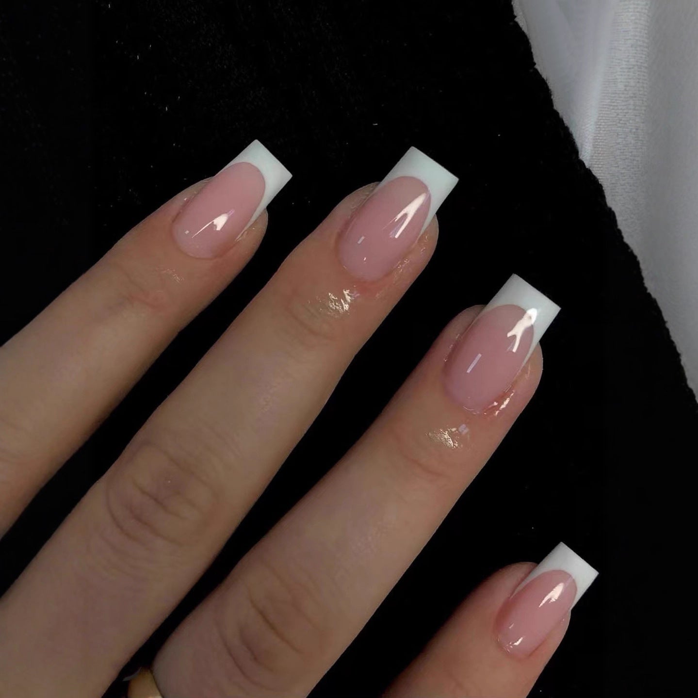 Elegant French Chic Medium Square Pink Ombre Design Press On Nail Set