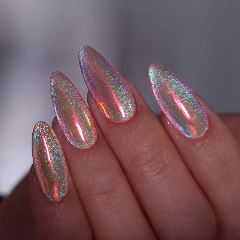Celestial Glamour Medium Almond Iridescent Press On Nail Set