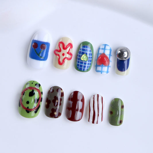 Artistic Fruit Delight Short Round Colorful Patterns with Unique Textural Elements
