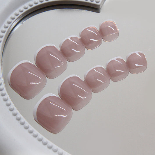 Elegant Pastel Dreams Short Square Gradient Pink Press On Toenails Set with Glossy Finish