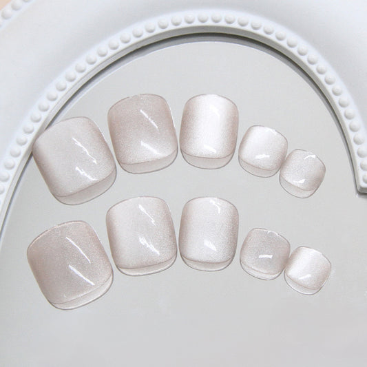 Glamorous Elegance Short Square Press On Toenail Set in Soft Pink with Shimmering Finish