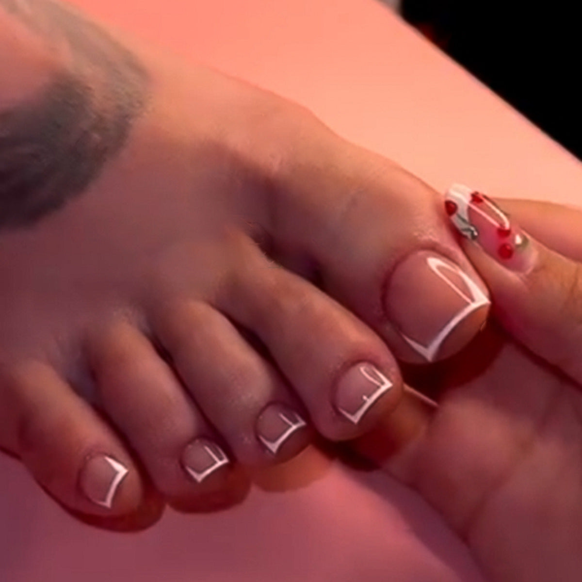 Chic Elegance Long Square Beige with Unique French Tip Design Press-On Nail Set