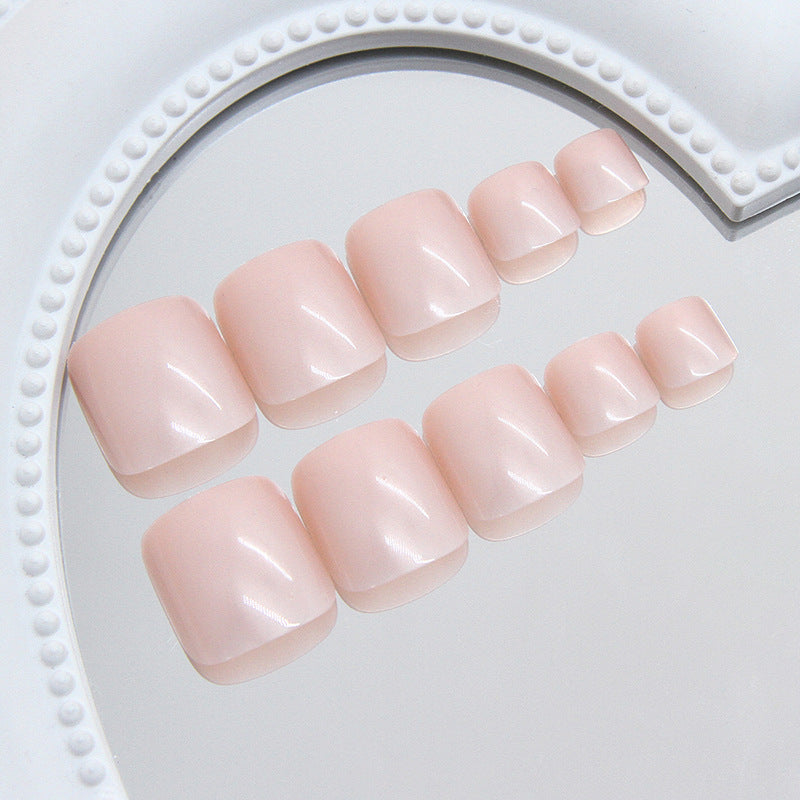 Chic Elegance Short Square Press On Toenail Set Long Glossy Soft Pink with Seamless Finish