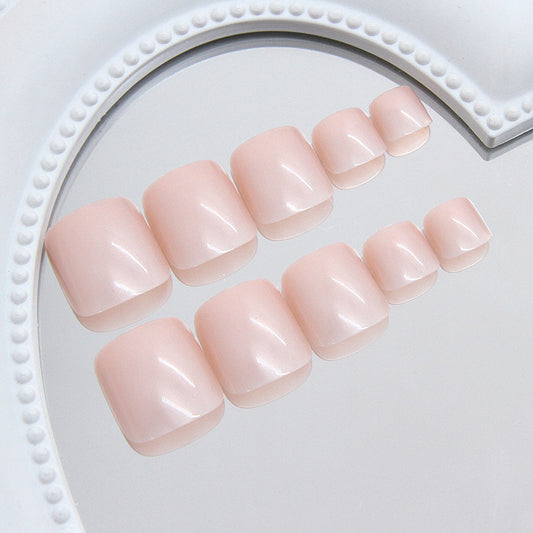 Chic Elegance Short Square Press On Toenail Set Long Glossy Soft Pink with Seamless Finish