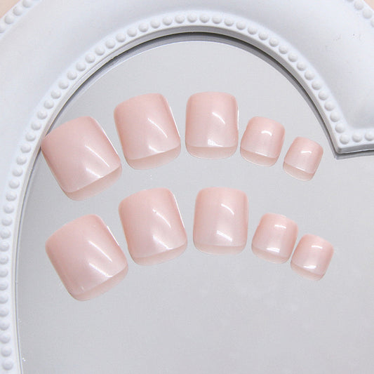 Chic Elegance Short Square Soft Pink Glossy Press on Toenail Set with Seamless Finish