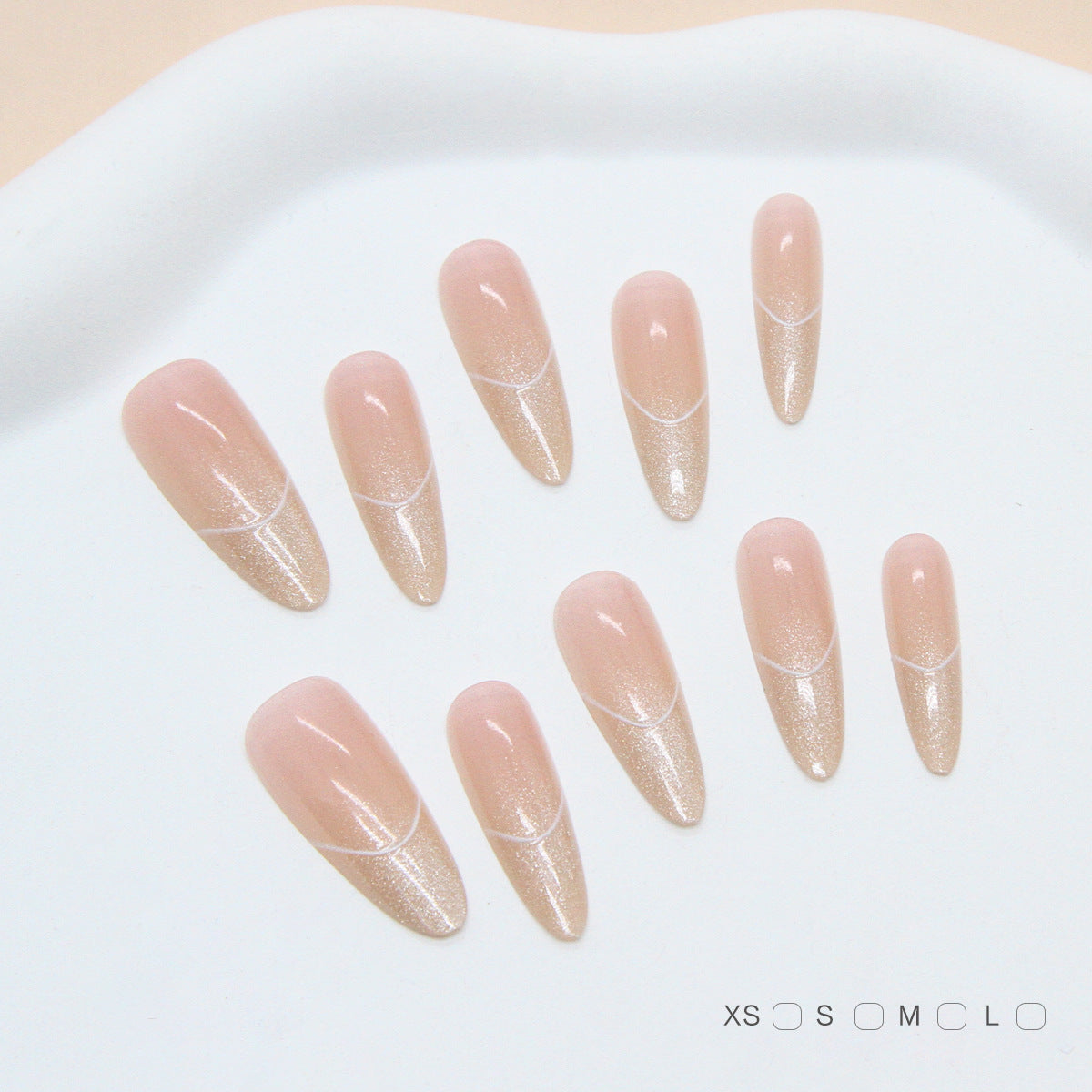 Elegant Oasis Long Stiletto Shape Soft Pink and Shimmering Ombre Finish Press On Nail Set