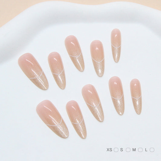 Elegant Oasis Long Stiletto Shape Soft Pink and Shimmering Ombre Finish Press On Nail Set