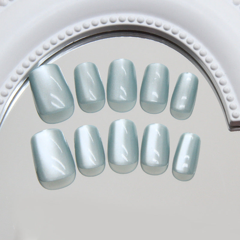 Serene Ocean Vibes Short Square Mint Green Press-On Nail Set with Glossy Finish