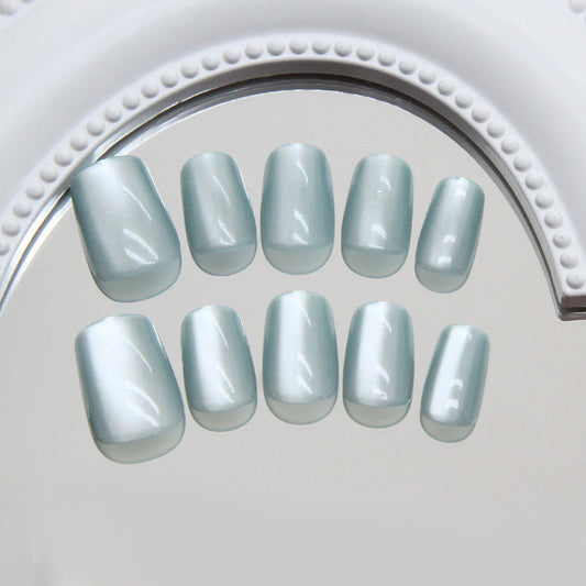 Serene Ocean Vibes Short Square Mint Green Press-On Nail Set with Glossy Finish
