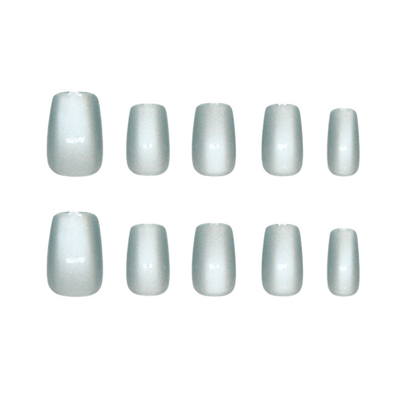 Elegant Serenity Shimmer Short Square Frosted Press On Nail Set with Gradient Color Transition