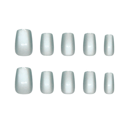 Elegant Serenity Shimmer Short Square Frosted Press On Nail Set with Gradient Color Transition