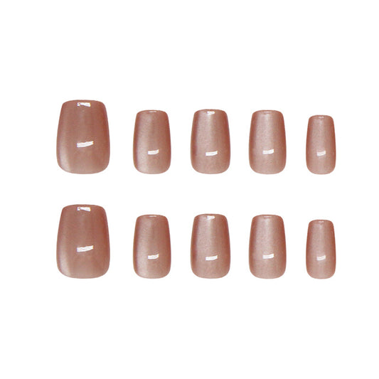 Elegant Garden Freestyle Short Square Beige Press On Nail Set with a Glossy Finish for Effortless Style