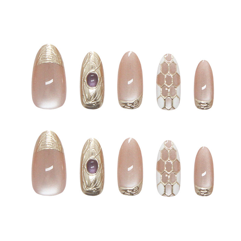 Set of decorative nail art designs on a white background