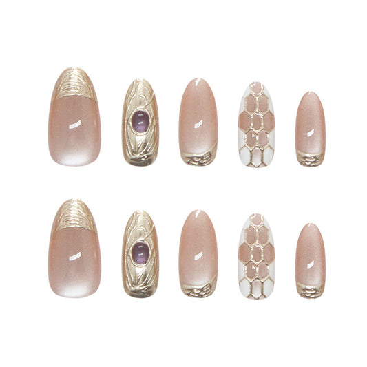 Set of decorative nail art designs on a white background
