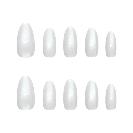 Set of white nail extensions on a white background