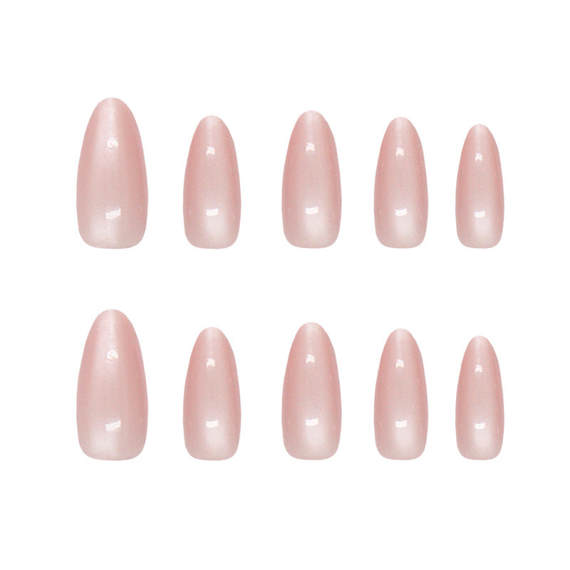 Enchanted Elegance Long Almond Beige Ombre Press On Nail Set with Smooth Finish