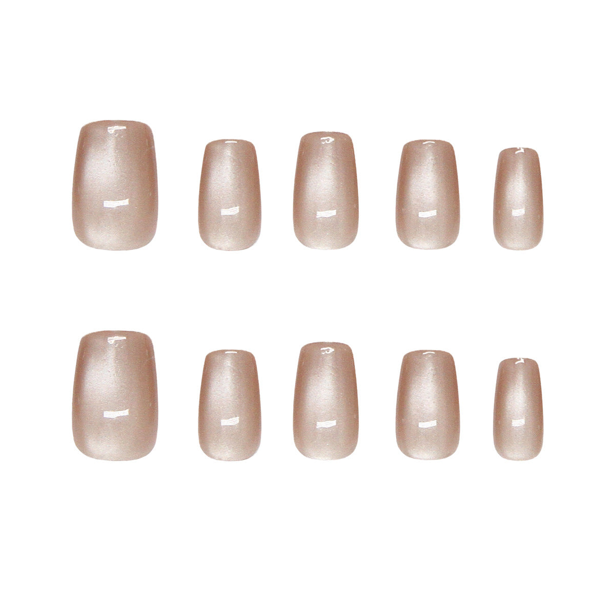 Ethereal Charm Medium Square Beige Glossy Finish Press-On Nail Set