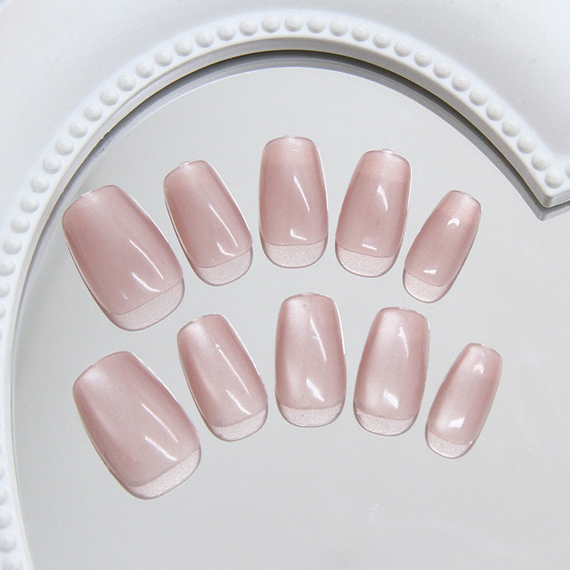 Whimsical Blossom Elegant Medium Square Soft Pink Press On Nail Set with Glossy Finish