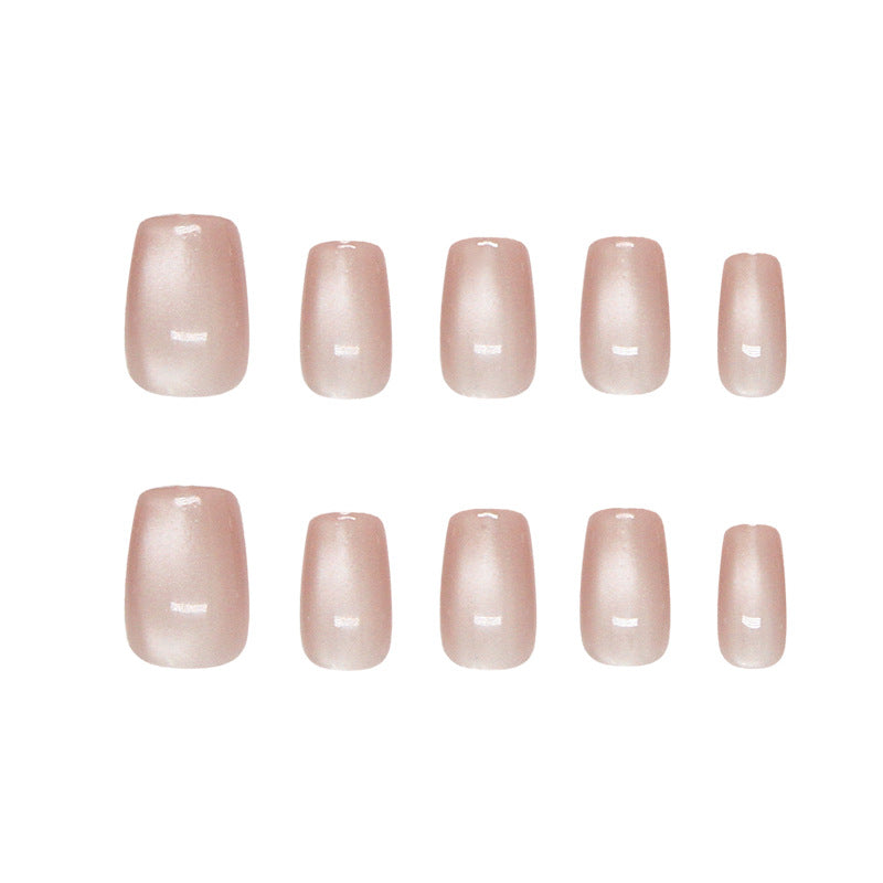 Serene Elegance Medium Square Soft Pink Glossy Press On Nail Set