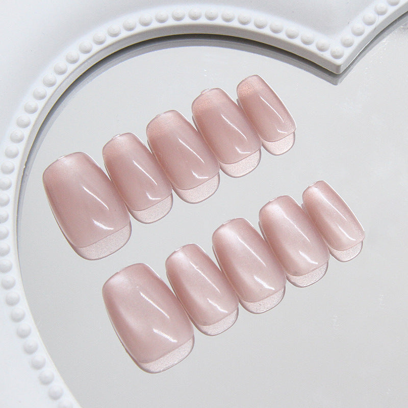 Glamorous Touch Medium Square Soft Pink Shimmer Press On Nail Set