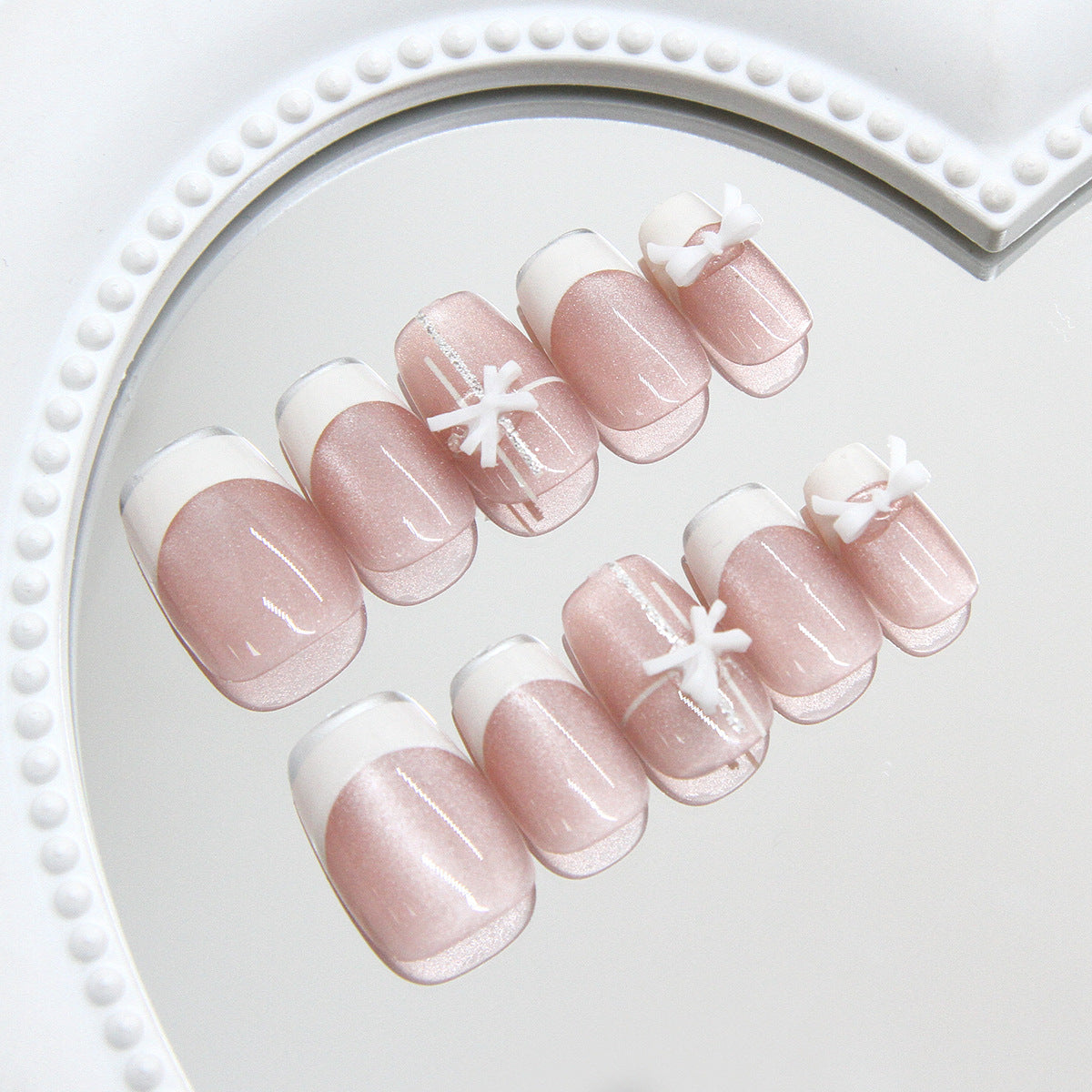 Dreamy Delights Medium Coffin Pink Nail Set with Charming Floral Accents