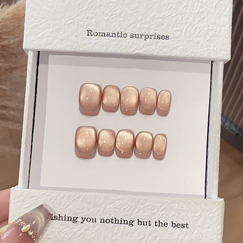 Romantic Whispers Short Square Blush Pink Shimmer Press on Nail Set