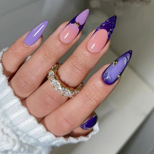 Lavender Dream Long Stiletto Purple Ombré Press On Nail Set