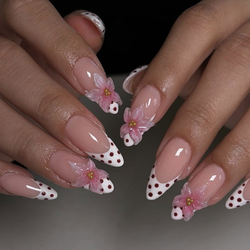 Blossom Delight Long Almond Pink Floral Press-On Nail Set