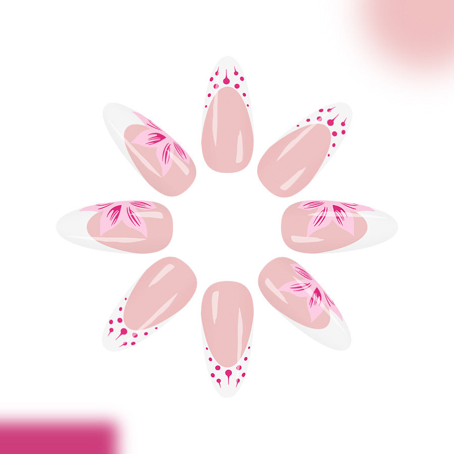 Charming Blossom Dreamy Long Almond Pink Press on Nail Set with Floral Accents