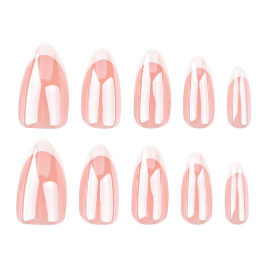 Glamorous Elegance Medium Almond Pink Press On Nail Set with Glossy Finish