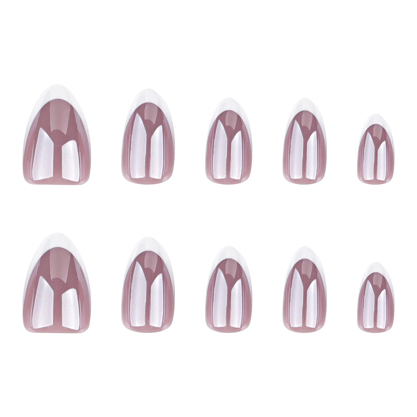 Enchanted Rose Press-On Nail Set Short Almond Shape Soft Pink with Glossy Finish