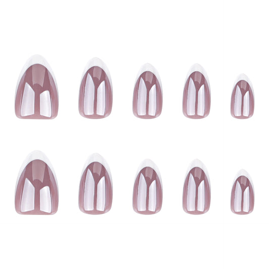 Enchanted Rose Press-On Nail Set Short Almond Shape Soft Pink with Glossy Finish